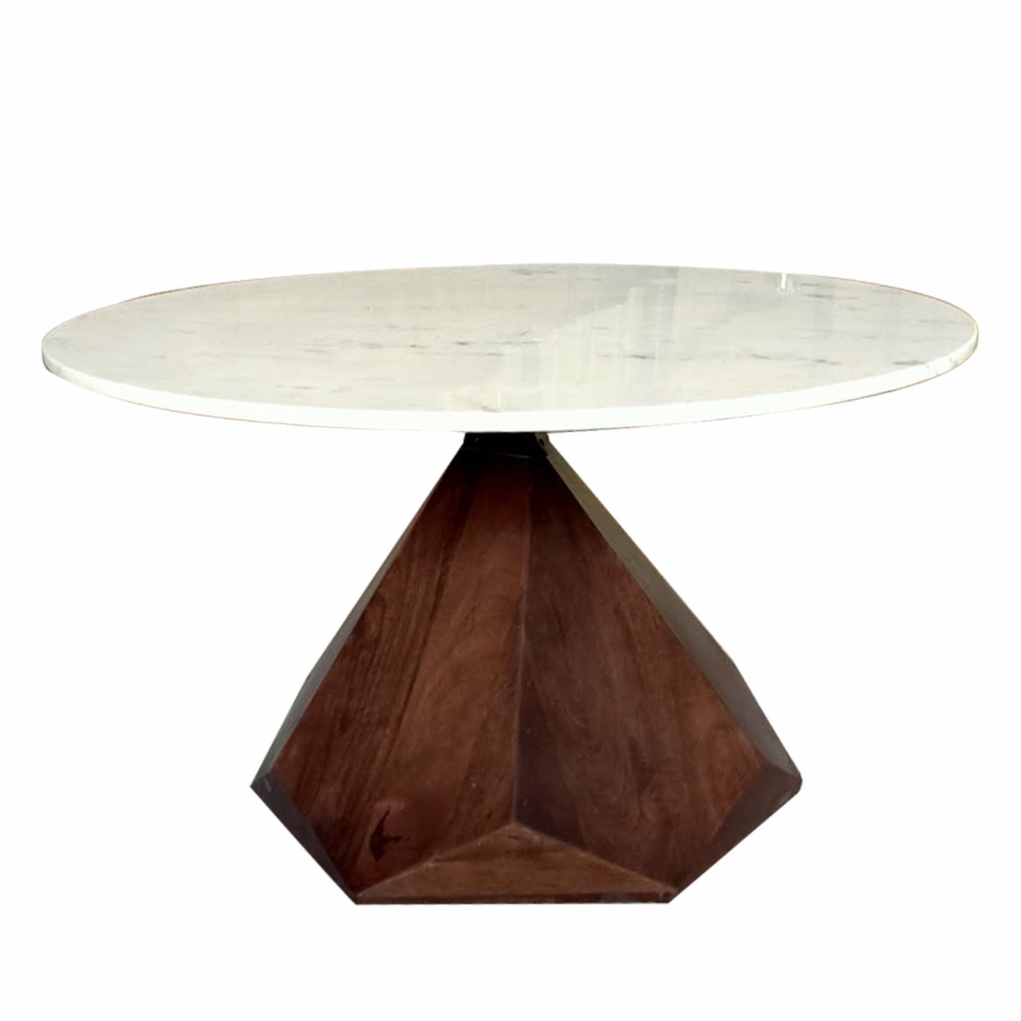 32" Brown And White Solid Wood and Marble Geo Coffee Table - Homeroots - Flyclothing LLC