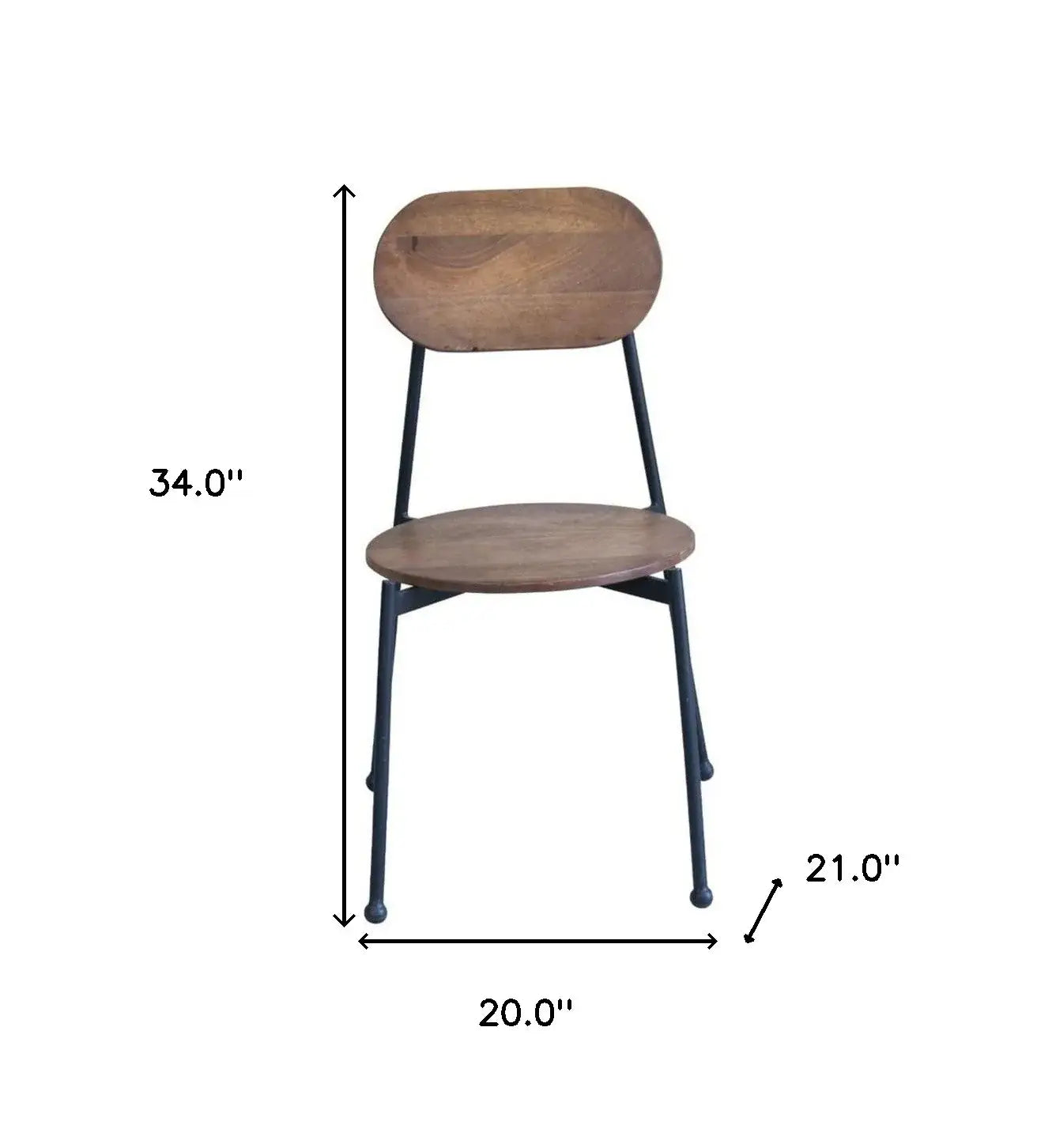 Set of Two Brown And Black Metal and Wood King Louis Back Dining Side Chairs - Homeroots - Flyclothing LLC