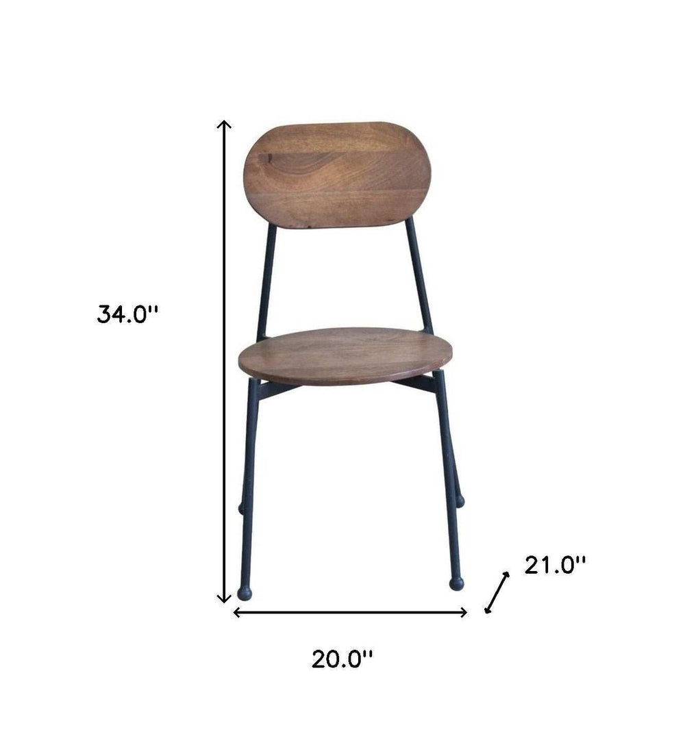 Set of Two Brown And Black Metal and Wood King Louis Back Dining Side Chairs - Homeroots - Flyclothing LLC