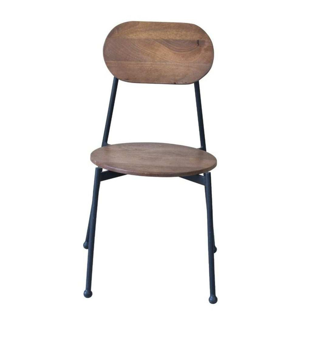 Set of Two Brown And Black Metal and Wood King Louis Back Dining Side Chairs - Homeroots - Flyclothing LLC