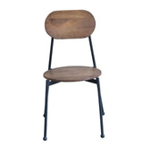 Set of Two Brown And Black Metal and Wood King Louis Back Dining Side Chairs - Homeroots - Flyclothing LLC