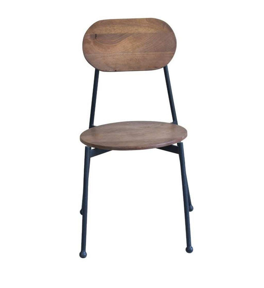 Set of Two Brown And Black Metal and Wood King Louis Back Dining Side Chairs - Homeroots - Flyclothing LLC