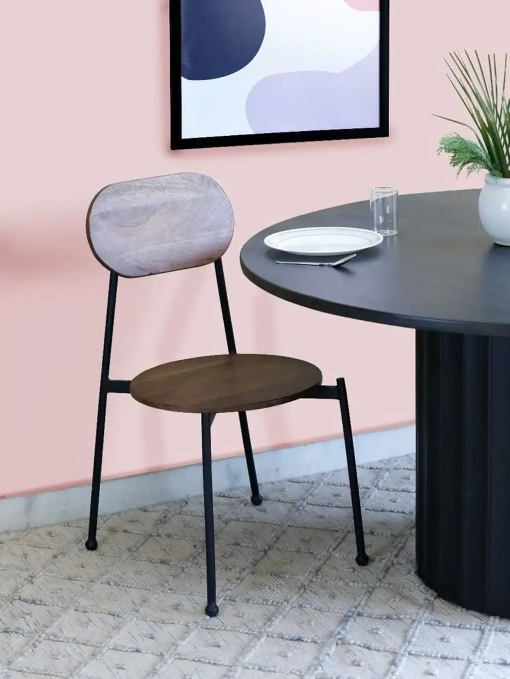 Set of Two Brown And Black Metal and Wood King Louis Back Dining Side Chairs - Homeroots - Flyclothing LLC