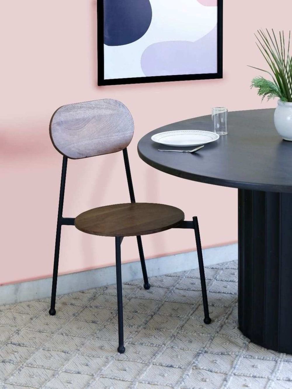 Set of Two Brown And Black Metal and Wood King Louis Back Dining Side Chairs - Homeroots - Flyclothing LLC