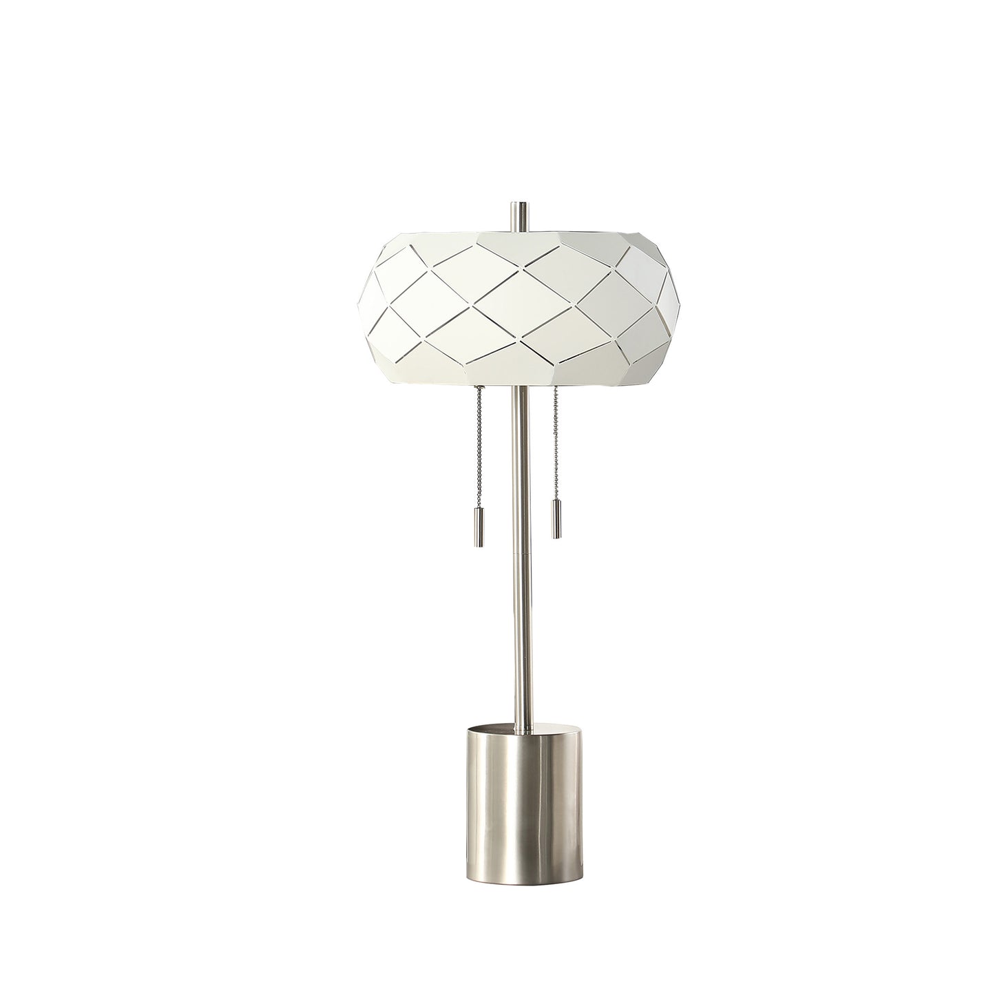 28" Silver Metal Table Lamp With Geometric Laser Cut Metal Shade - Homeroots - Flyclothing LLC