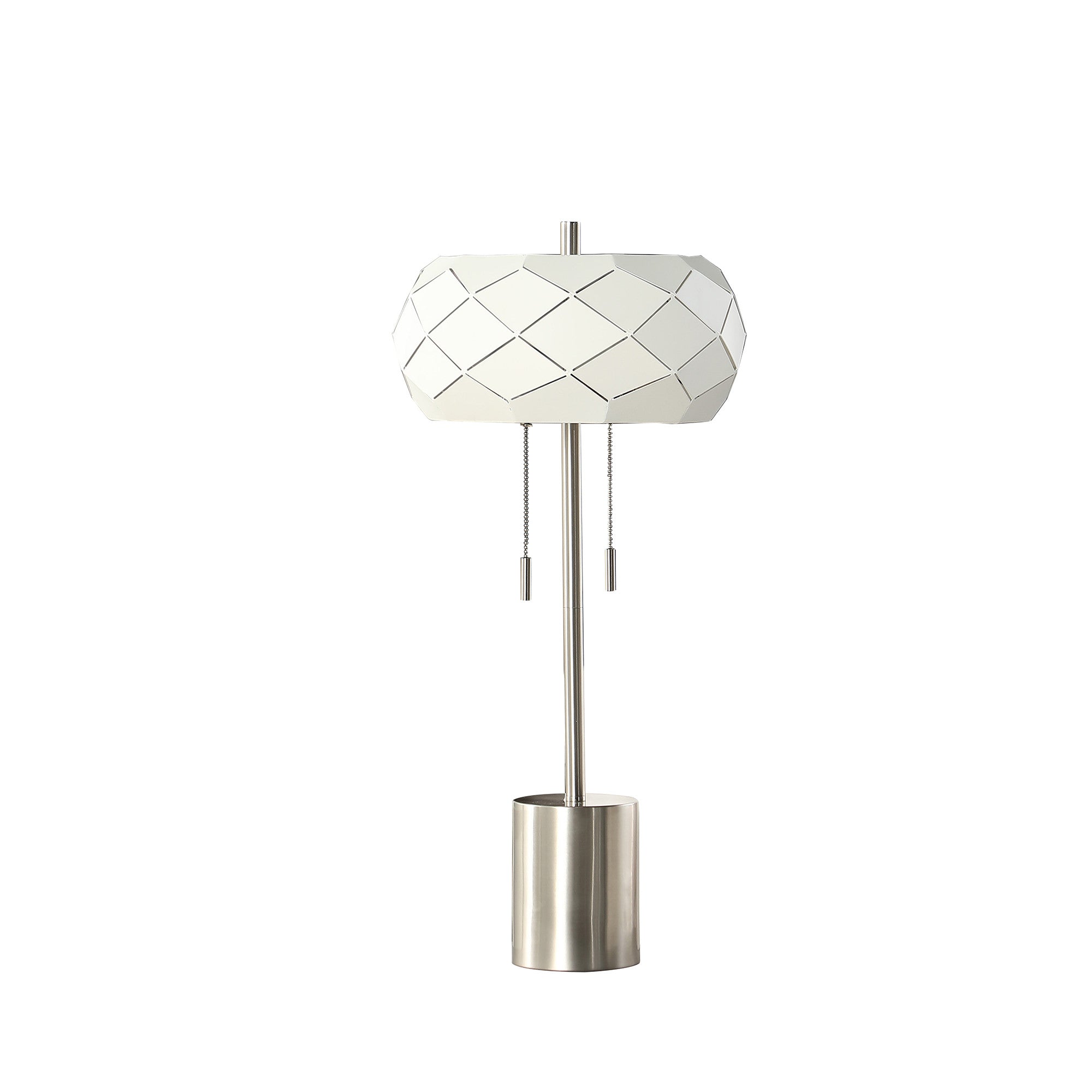 28" Silver Metal Table Lamp With Geometric Laser Cut Metal Shade - Homeroots - Flyclothing LLC