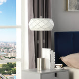 28" Silver Metal Table Lamp With Geometric Laser Cut Metal Shade - Homeroots - Flyclothing LLC