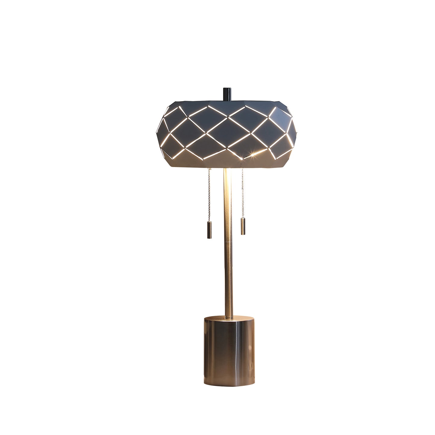 28" Silver Metal Table Lamp With Geometric Laser Cut Metal Shade - Homeroots - Flyclothing LLC