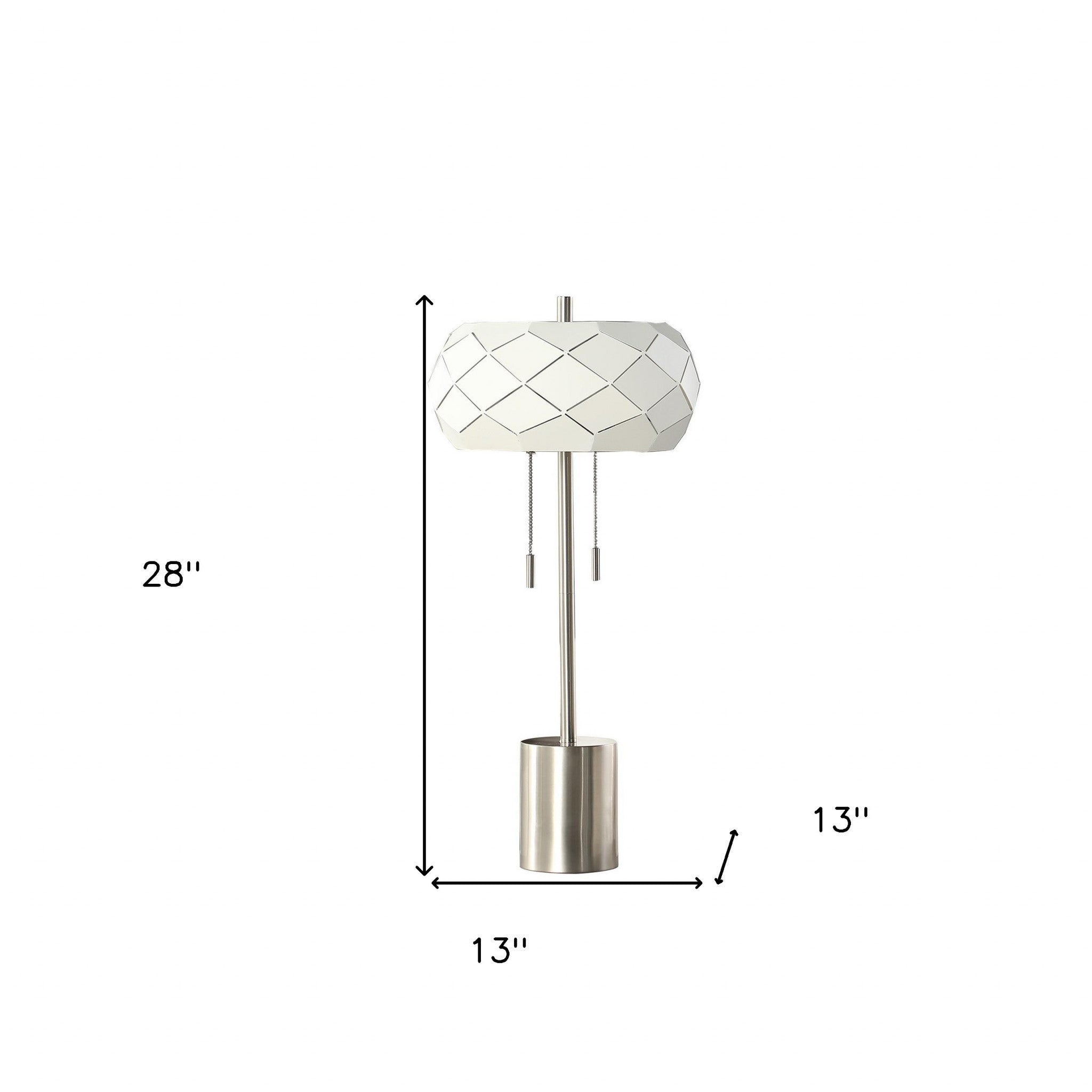 28" Silver Metal Table Lamp With Geometric Laser Cut Metal Shade - Homeroots - Flyclothing LLC