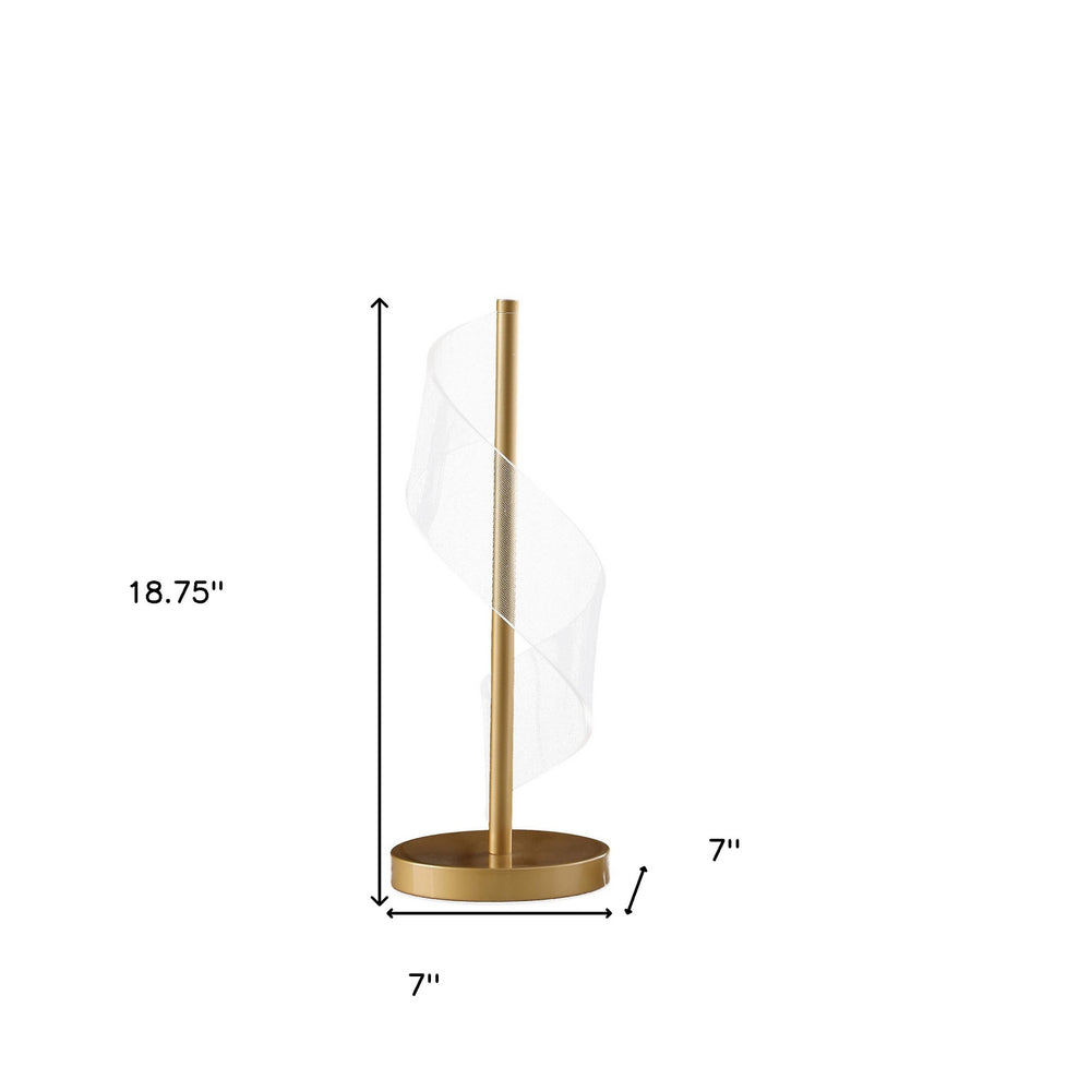 19" Gold Modern Swirl Metal and  Acrylic LED Table Lamp - Homeroots