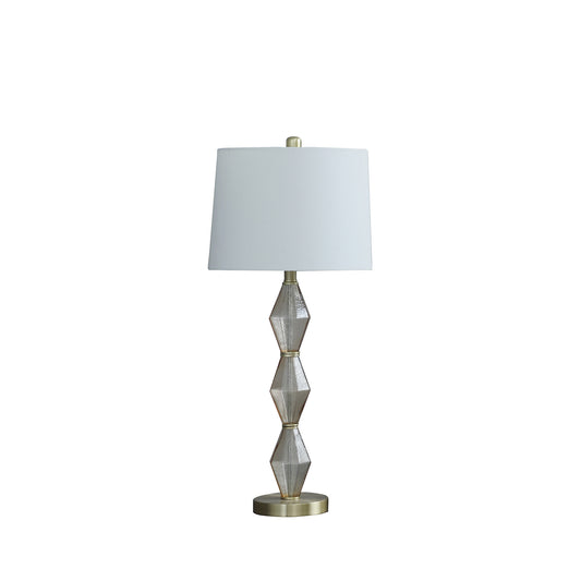 30" Brushed Gold Geo Glass Table Lamp With Shade - Homeroots