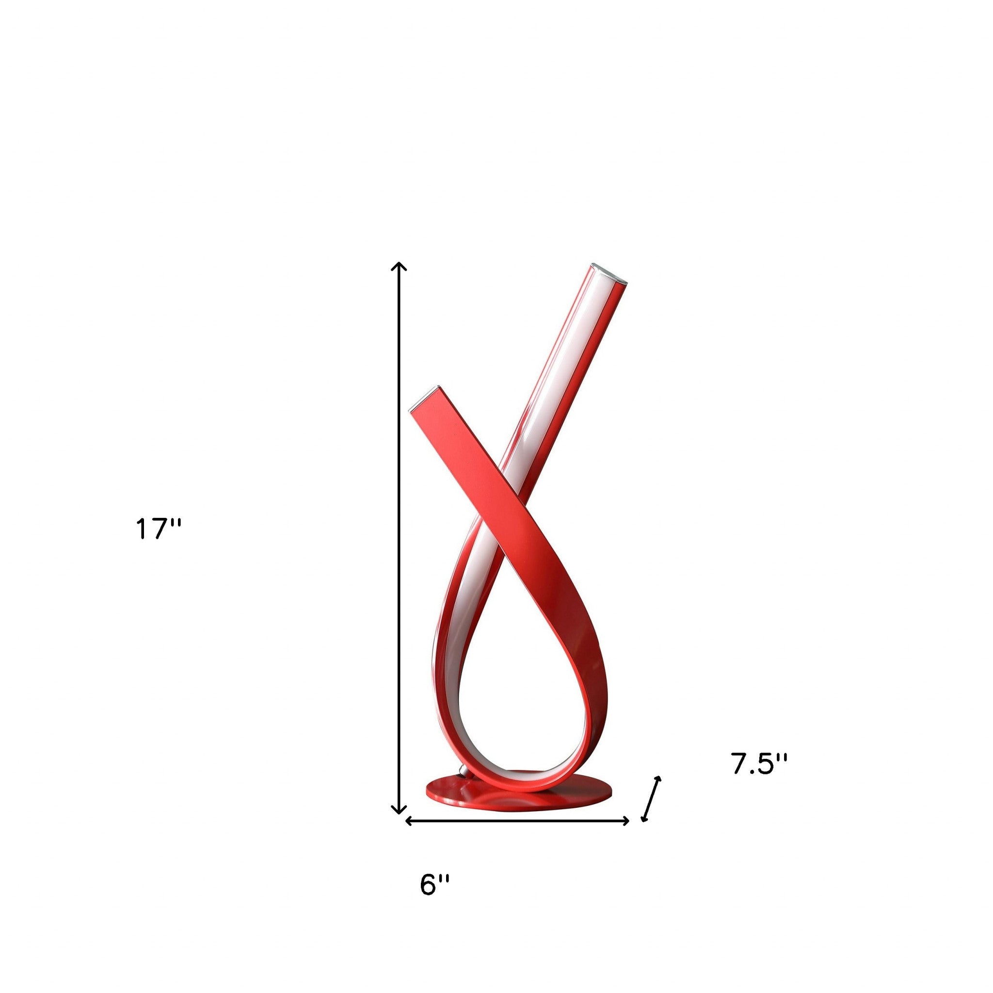 17" Red Modern Abstract Ribbons Table Lamp - Homeroots - Flyclothing LLC