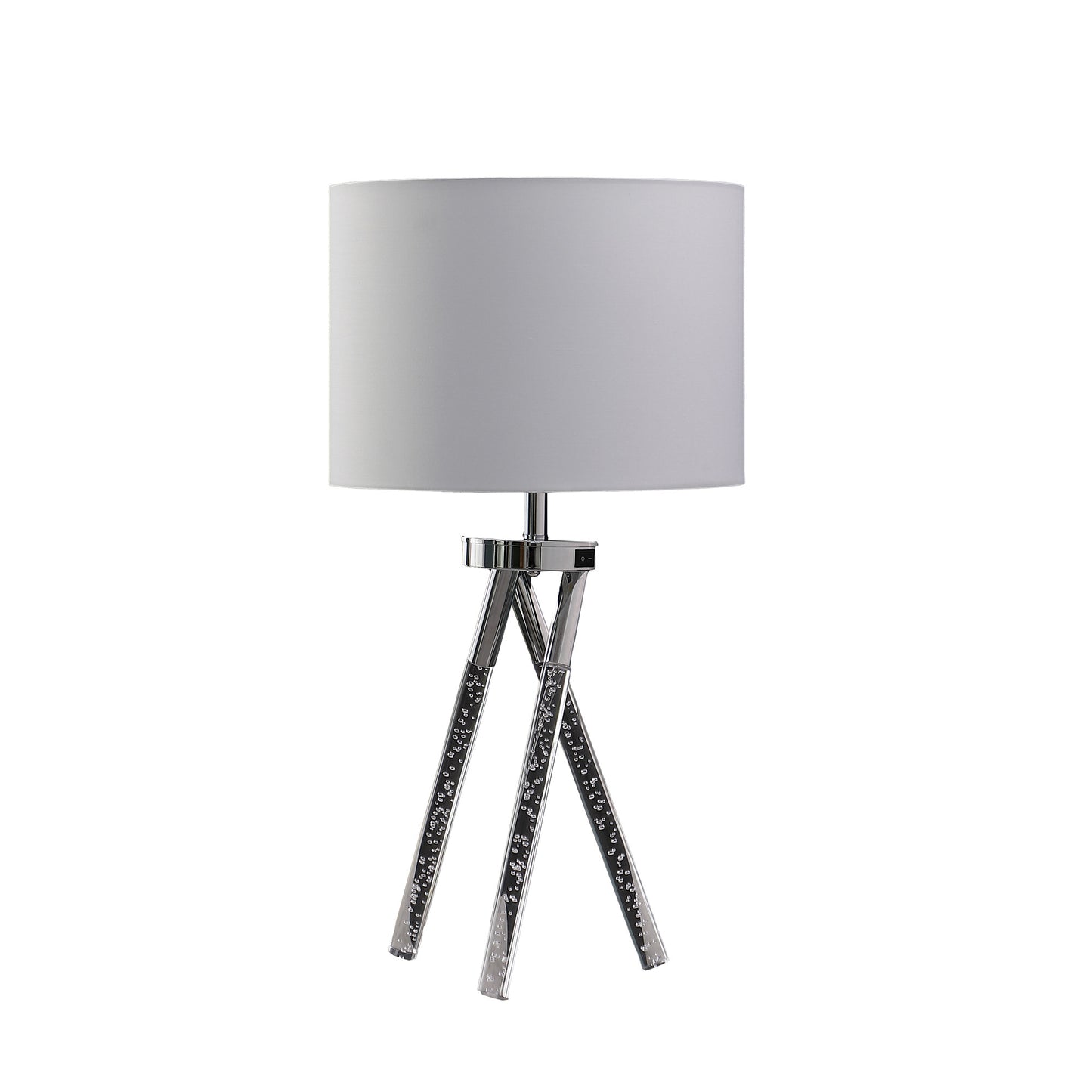 26" Silver and LED Acrylic Tripod Table Lamp With White Shade - Homeroots - Flyclothing LLC