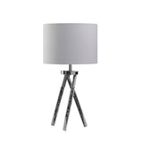 26" Silver and LED Acrylic Tripod Table Lamp With White Shade - Homeroots - Flyclothing LLC