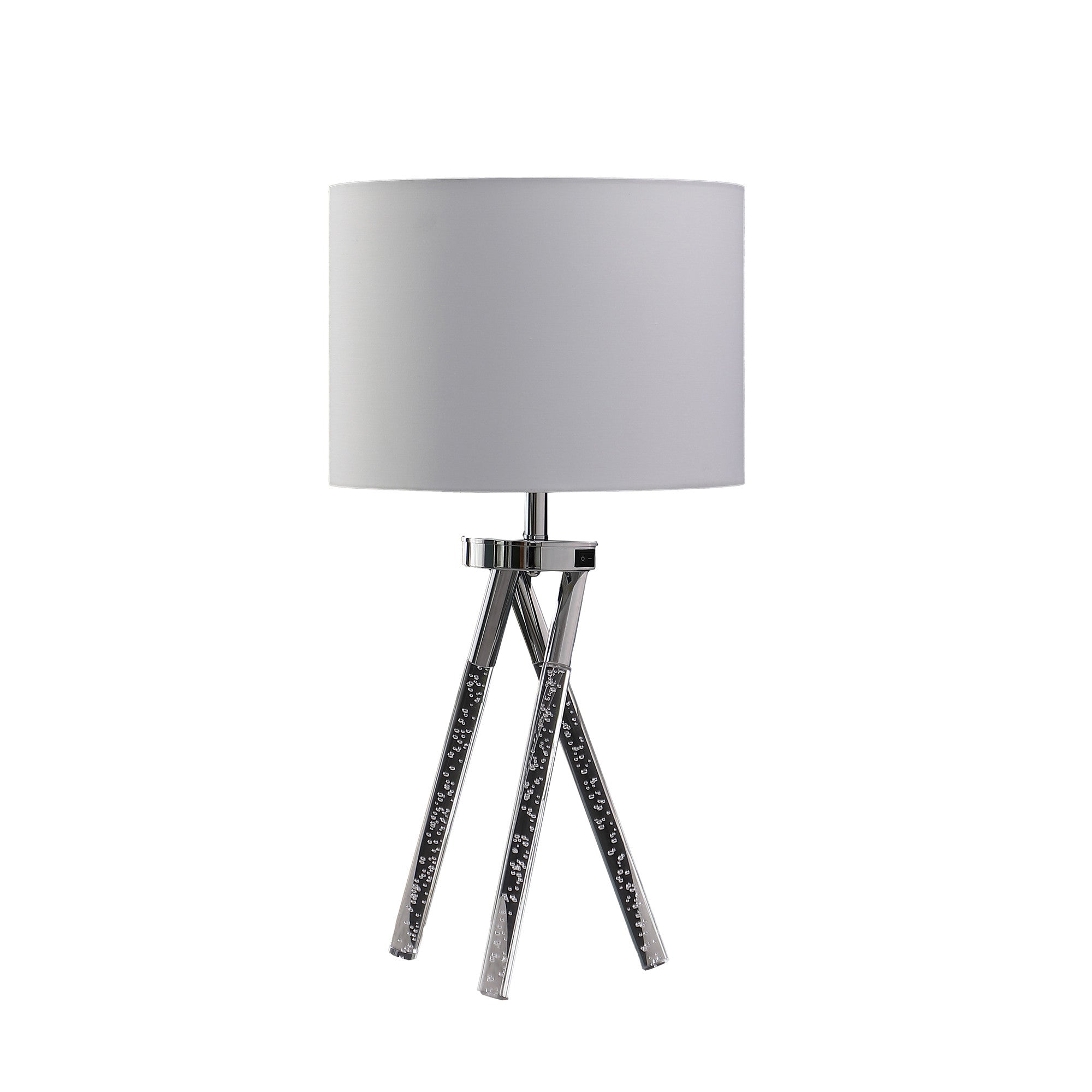 26" Silver and LED Acrylic Tripod Table Lamp With White Shade - Homeroots - Flyclothing LLC