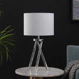 26" Silver and LED Acrylic Tripod Table Lamp With White Shade - Homeroots - Flyclothing LLC