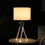 26" Silver and LED Acrylic Tripod Table Lamp With White Shade - Homeroots - Flyclothing LLC