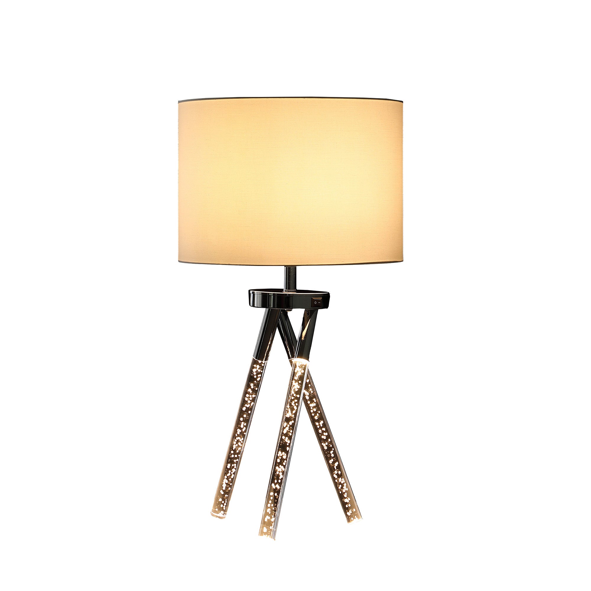 26" Silver and LED Acrylic Tripod Table Lamp With White Shade - Homeroots - Flyclothing LLC