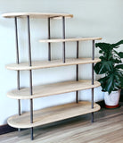 58" White and Gray Iron and Solid Wood Five Tier Bookcase - Homeroots