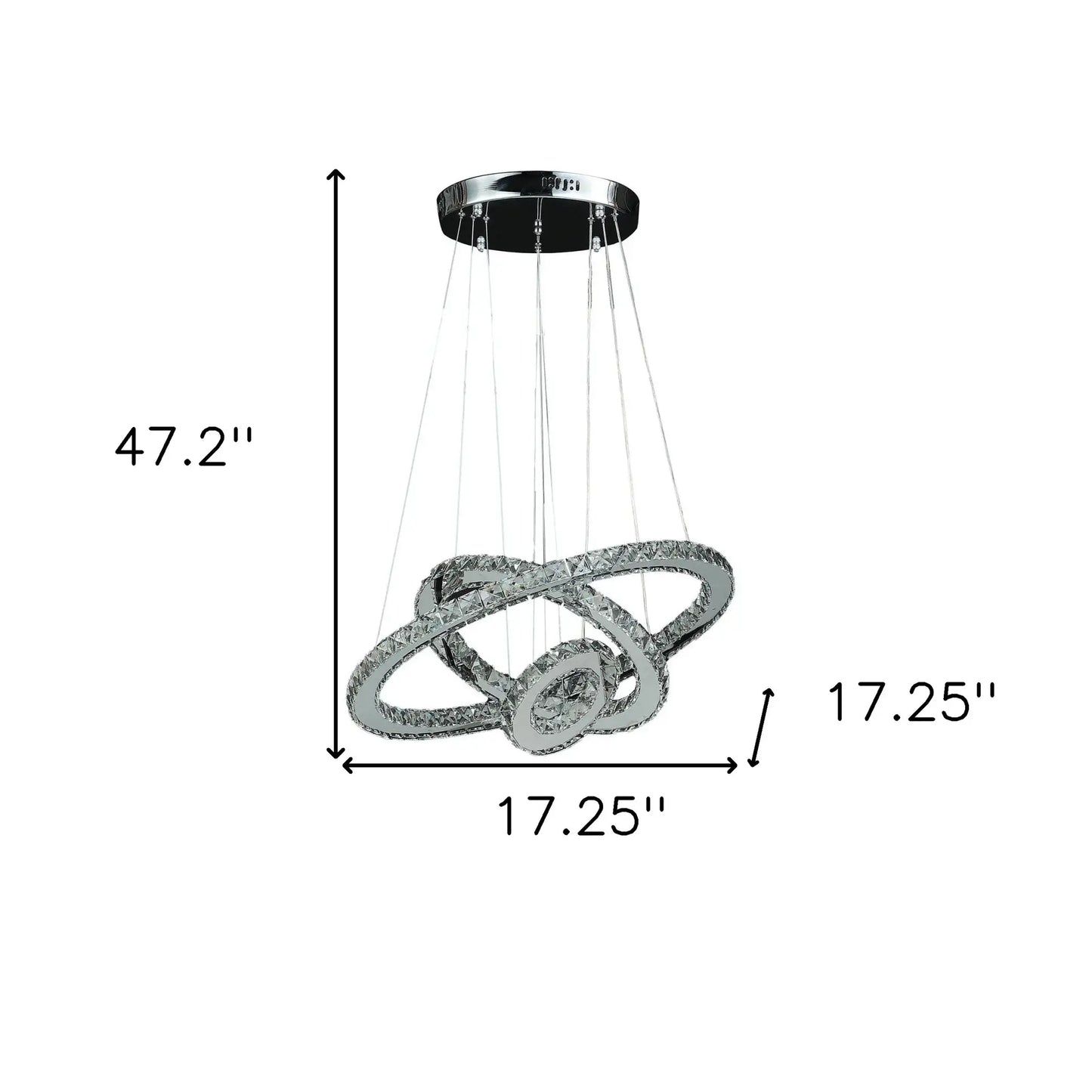 Silver Metal and Crystals LED Dimmable Chandelier - Homeroots - Flyclothing LLC