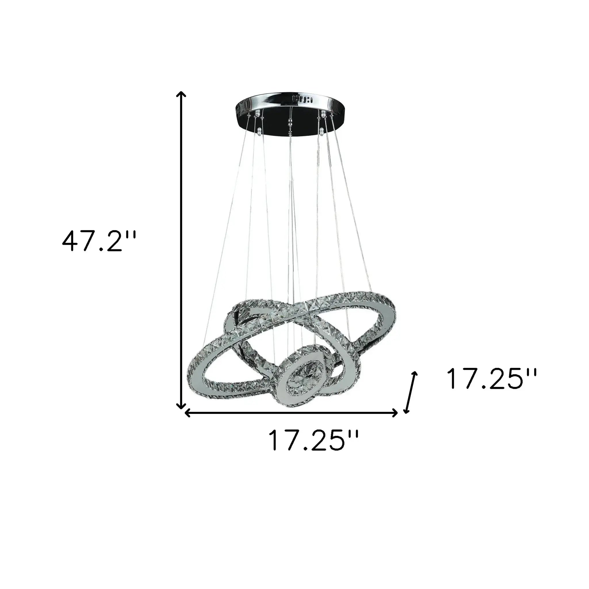 Silver Metal and Crystals LED Dimmable Chandelier - Homeroots - Flyclothing LLC