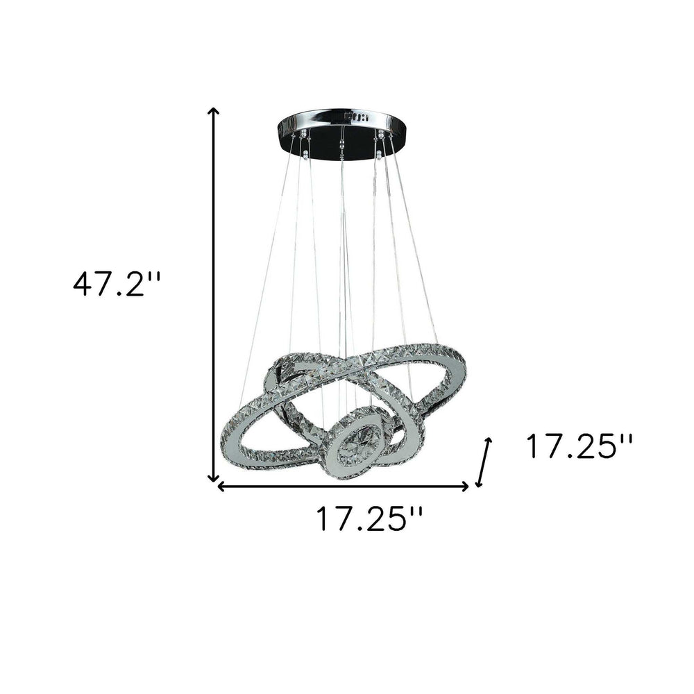 Silver Metal and Crystals LED Dimmable Chandelier - Homeroots - Flyclothing LLC