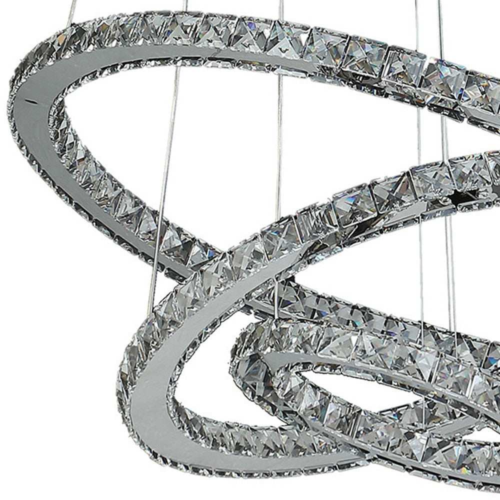 Silver Metal and Crystals LED Dimmable Chandelier - Homeroots - Flyclothing LLC