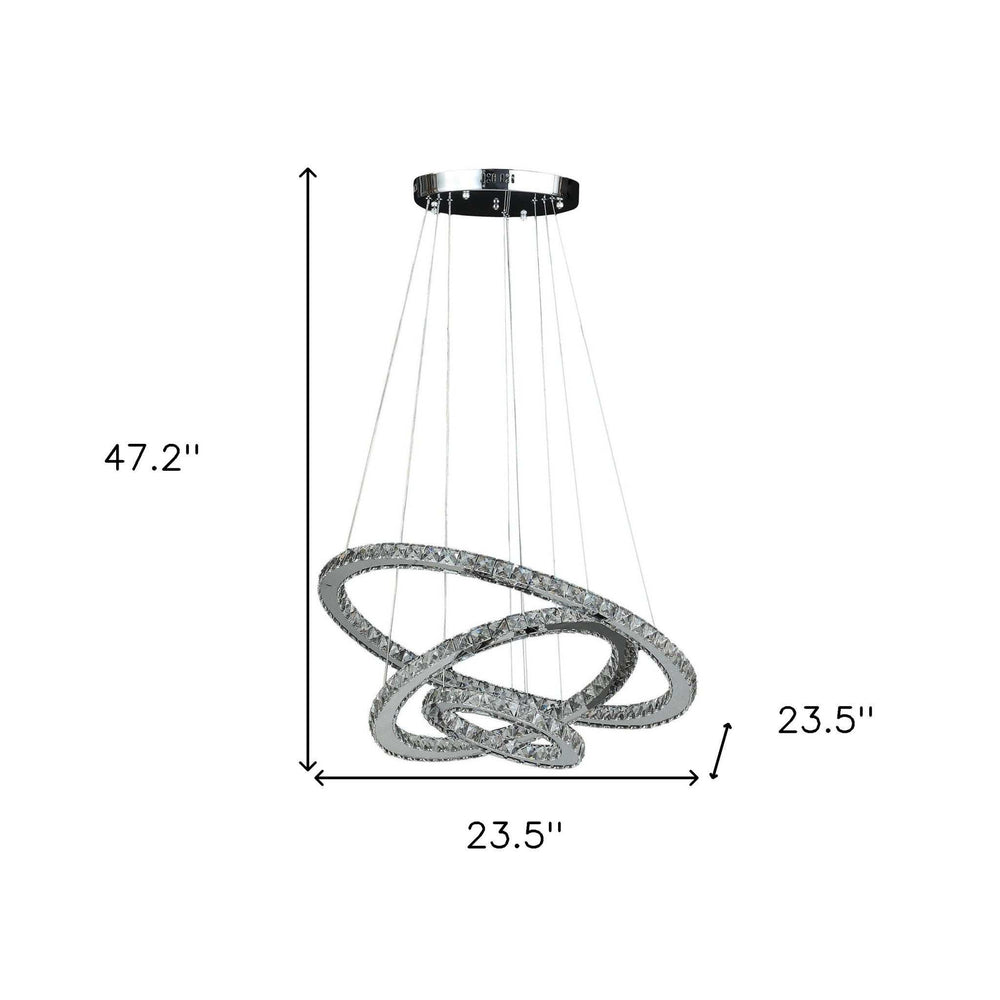 Silver Metal and Crystals LED Dimmable Chandelier - Homeroots - Flyclothing LLC