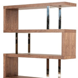 67" Walnut Manufactured Wood Four Tier Zig Zag Bookcase - Homeroots