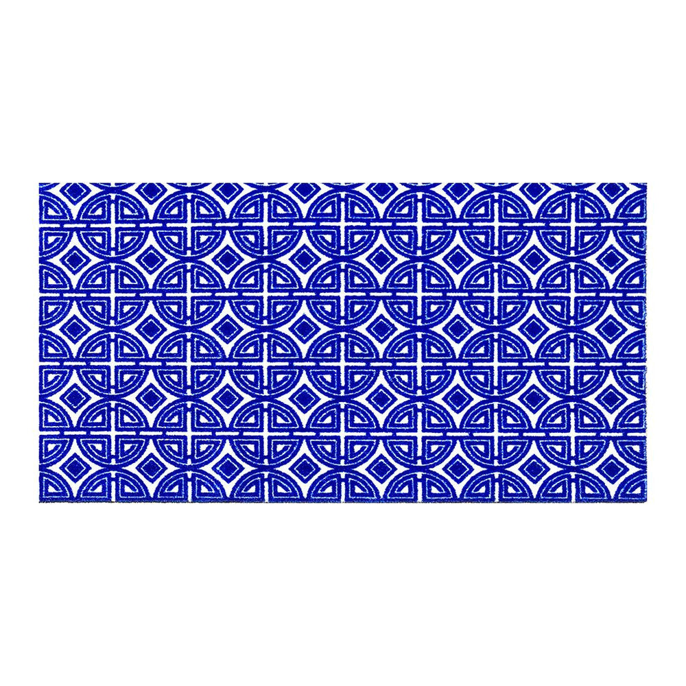 2' X 4' Cobalt Blue And White Geometric Washable Non Skid Area Rug - Homeroots