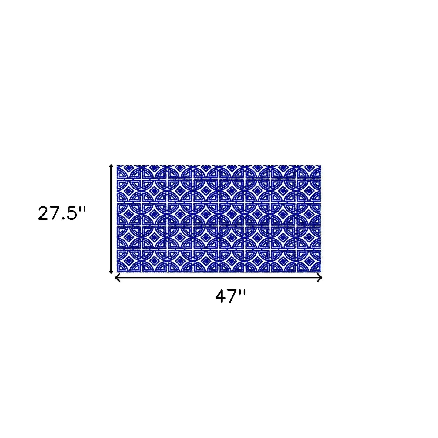 2' X 4' Cobalt Blue And White Geometric Washable Non Skid Area Rug - Homeroots - Flyclothing LLC