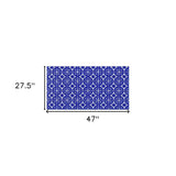 2' X 4' Cobalt Blue And White Geometric Washable Non Skid Area Rug - Homeroots - Flyclothing LLC
