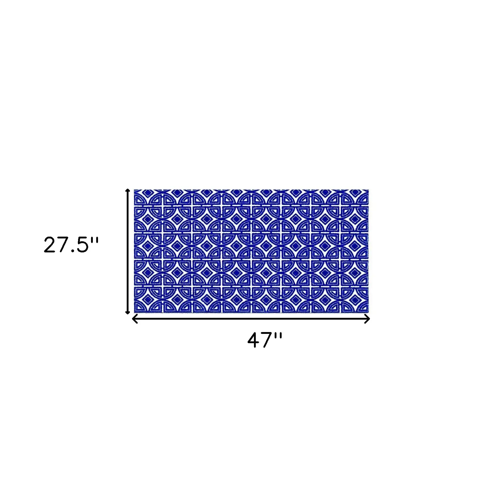 2' X 4' Cobalt Blue And White Geometric Washable Non Skid Area Rug - Homeroots - Flyclothing LLC