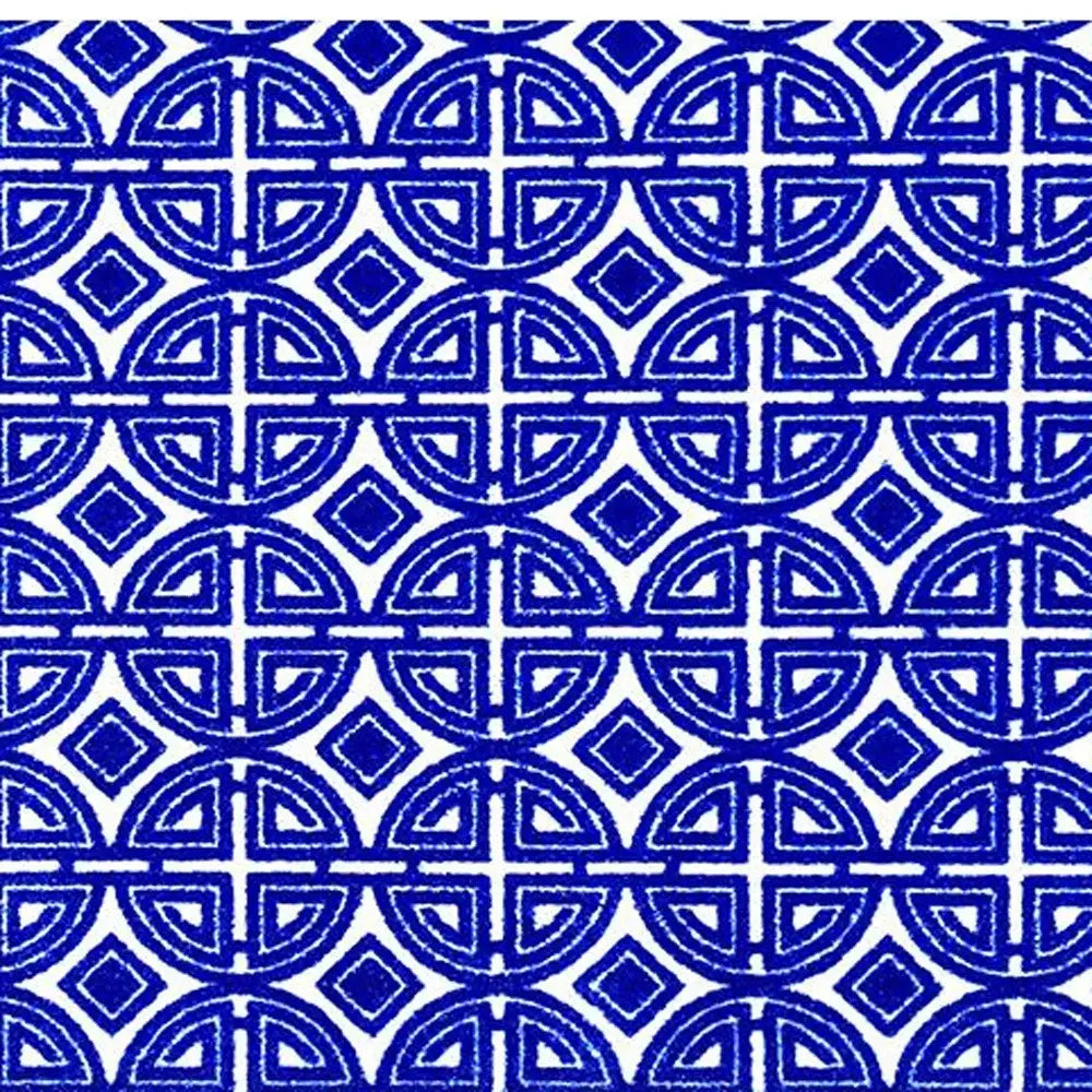 2' X 4' Cobalt Blue And White Geometric Washable Non Skid Area Rug - Homeroots - Flyclothing LLC