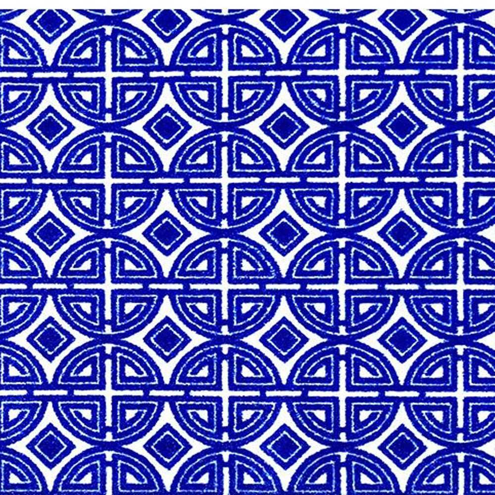 2' X 4' Cobalt Blue And White Geometric Washable Non Skid Area Rug - Homeroots - Flyclothing LLC