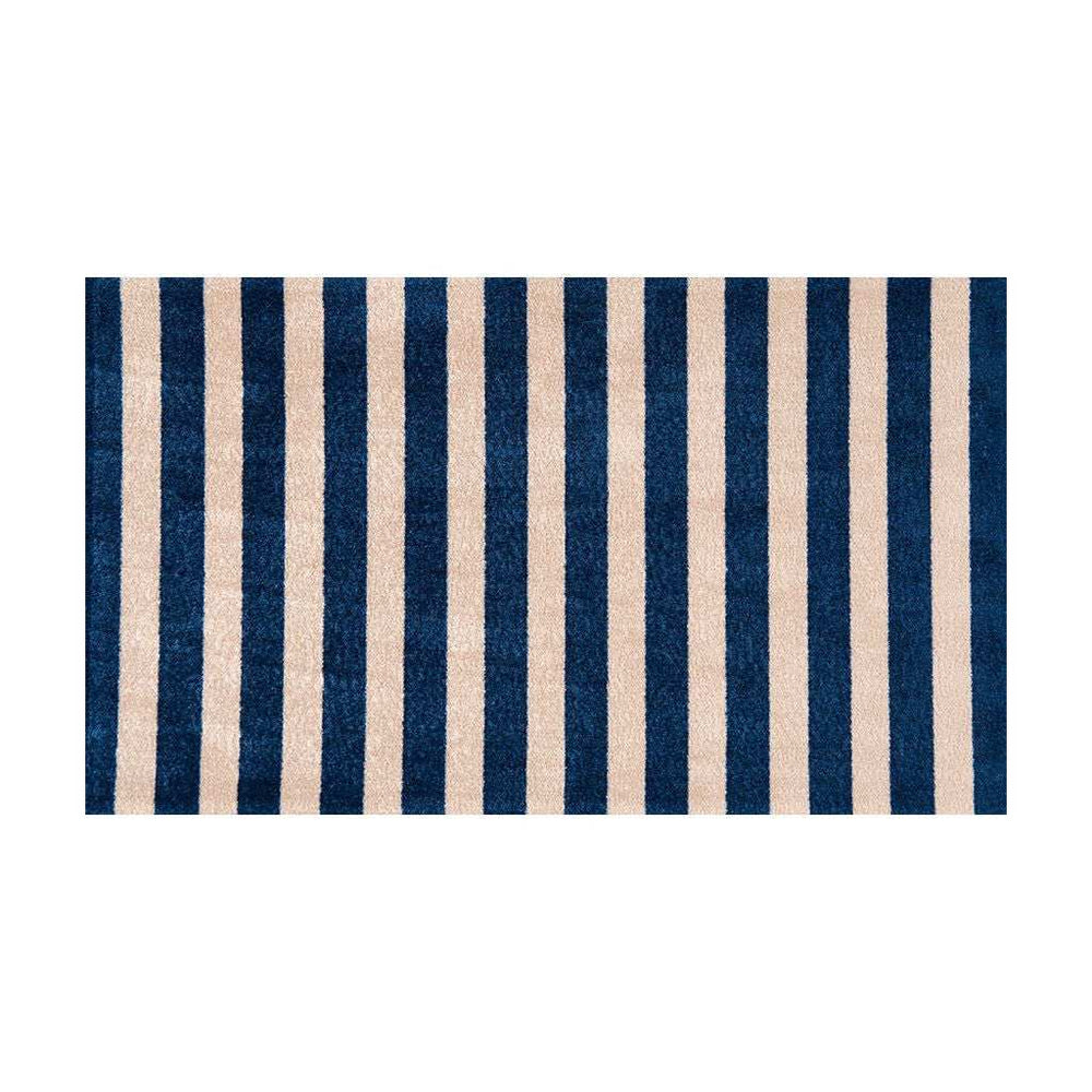 2' X 4' Navy And Sand Striped Tufted Washable Non Skid Area Rug - Homeroots - Flyclothing LLC