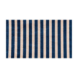 2' X 4' Navy And Sand Striped Tufted Washable Non Skid Area Rug