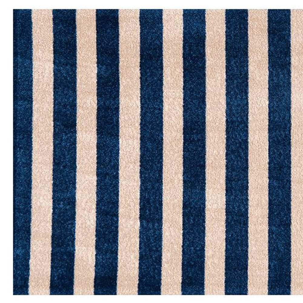2' X 4' Navy And Sand Striped Tufted Washable Non Skid Area Rug - Homeroots - Flyclothing LLC
