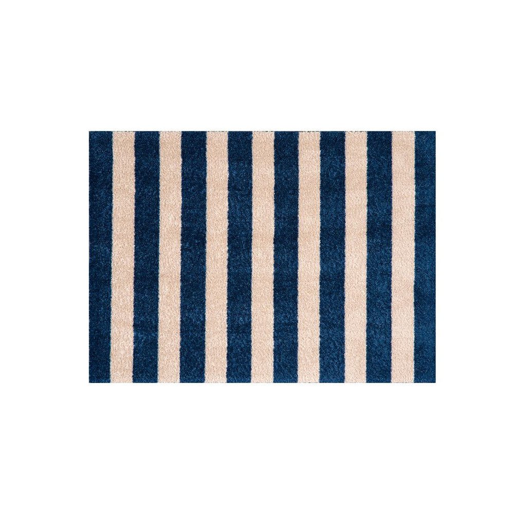 2' X 3' Navy And Sand Striped Tufted Washable Non Skid Area Rug - Homeroots
