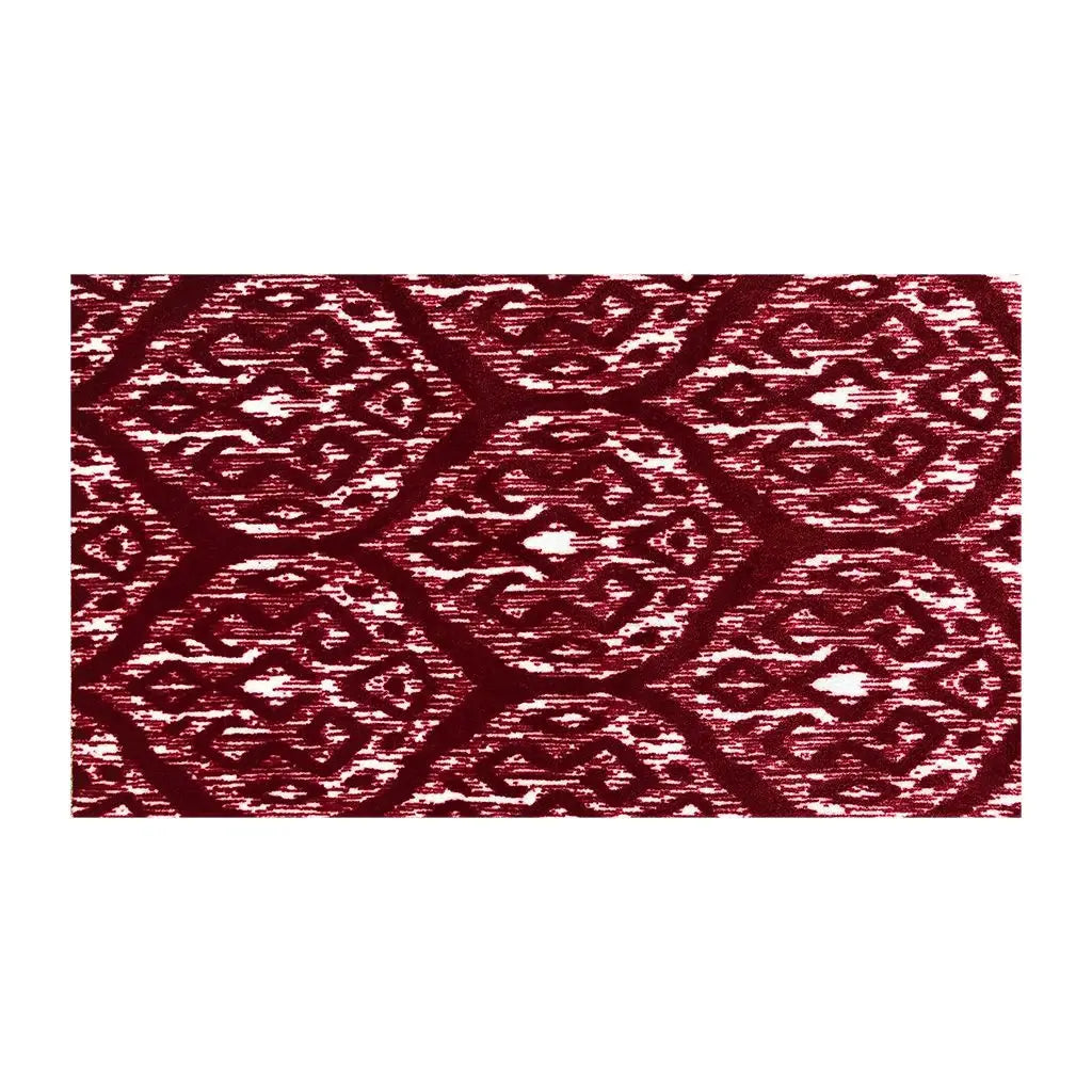 2' X 4' Red And White Ikat Tufted Washable Non Skid Area Rug - Homeroots - Flyclothing LLC
