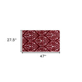 2' X 4' Red And White Ikat Tufted Washable Non Skid Area Rug - Homeroots - Flyclothing LLC