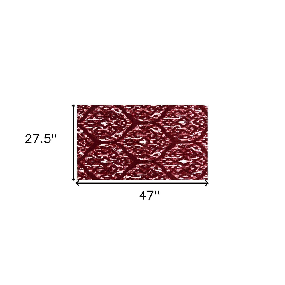 2' X 4' Red And White Ikat Tufted Washable Non Skid Area Rug - Homeroots - Flyclothing LLC