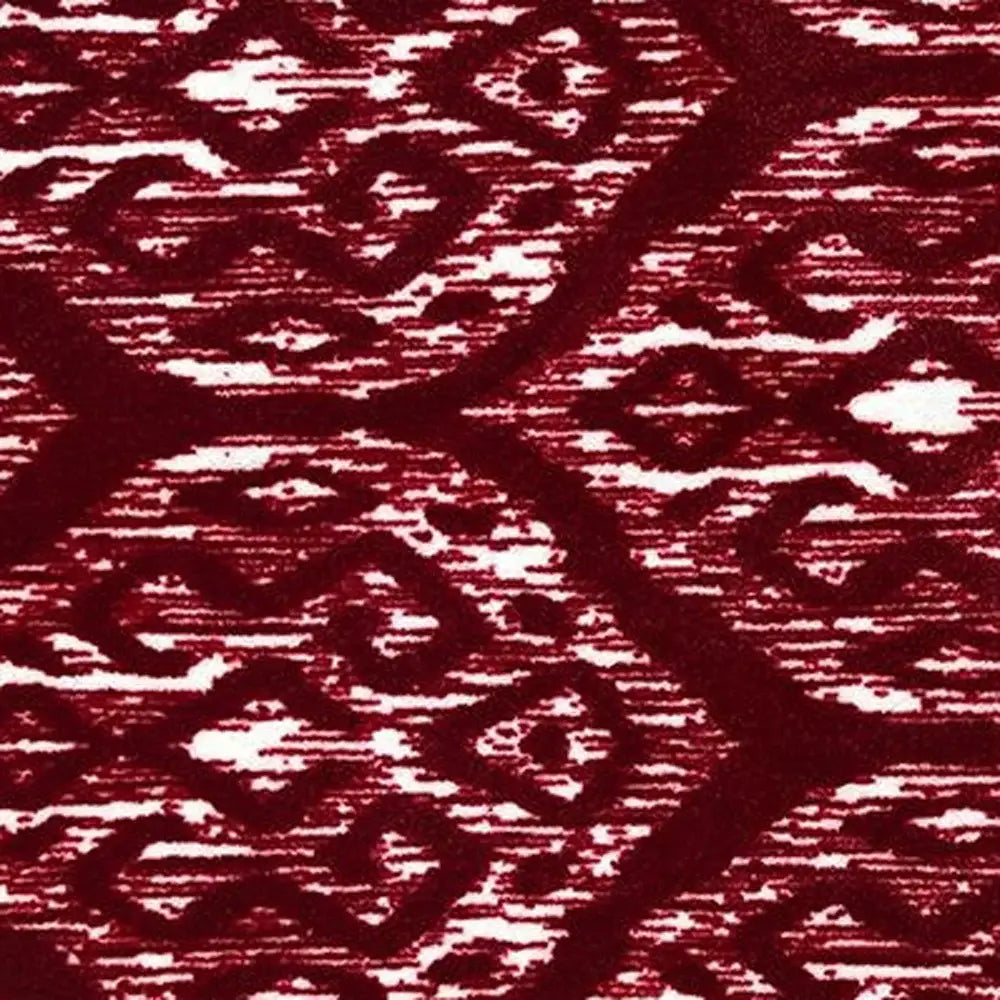 2' X 4' Red And White Ikat Tufted Washable Non Skid Area Rug - Homeroots - Flyclothing LLC