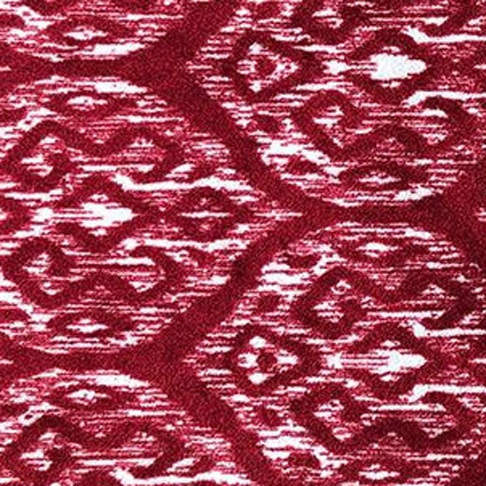 2' X 6' Red And White Ikat Tufted Washable Non Skid Area Rug - Homeroots - Flyclothing LLC