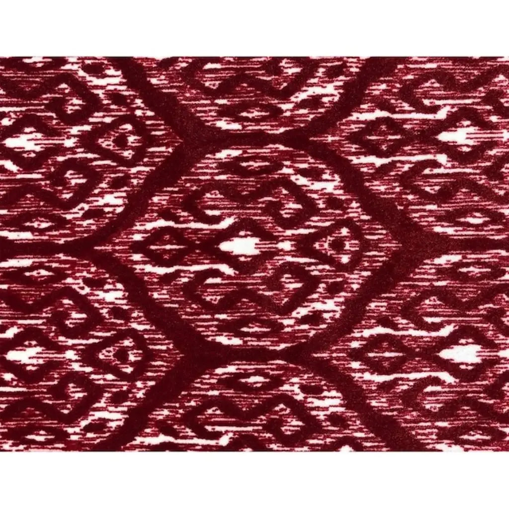 2' X 3' Red and White Ikat Printed Washable Non Skid Area Rug - Homeroots - Flyclothing LLC