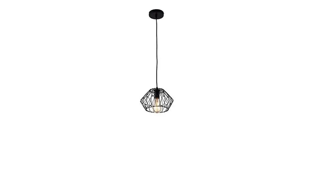 Black Metal Cage Modern Industrial Single Bulb Hanging Pendent Light - Homeroots - Flyclothing LLC