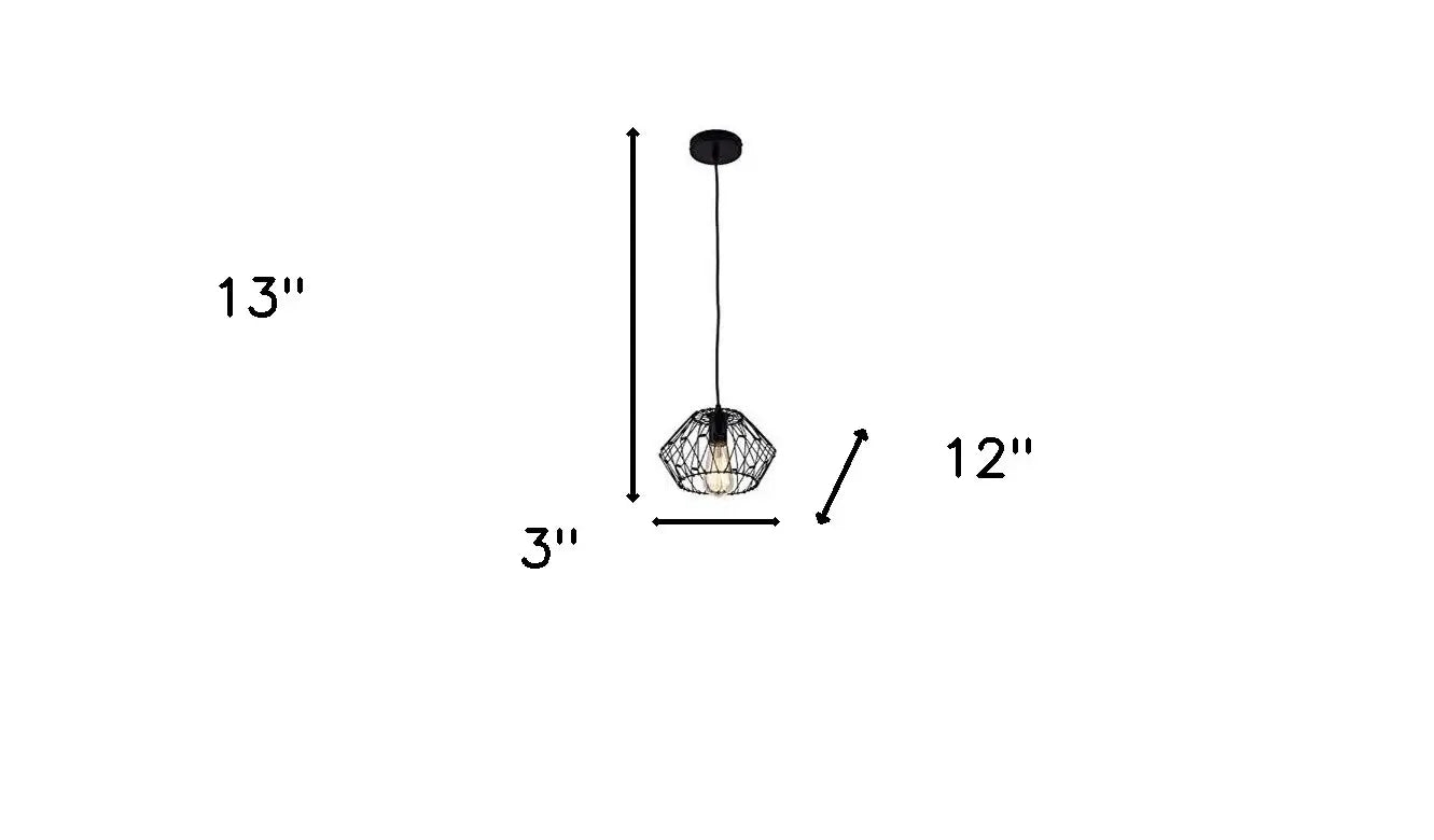 Black Metal Cage Modern Industrial Single Bulb Hanging Pendent Light - Homeroots - Flyclothing LLC