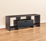 60" Walnut Oak And Black Manufactured Wood Cabinet Enclosed Storage TV Stand - Homeroots