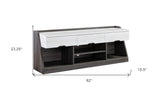 62" White Oak & Distressed Grey Particle Board Cabinetenclosed Storage TV Stand - Homeroots