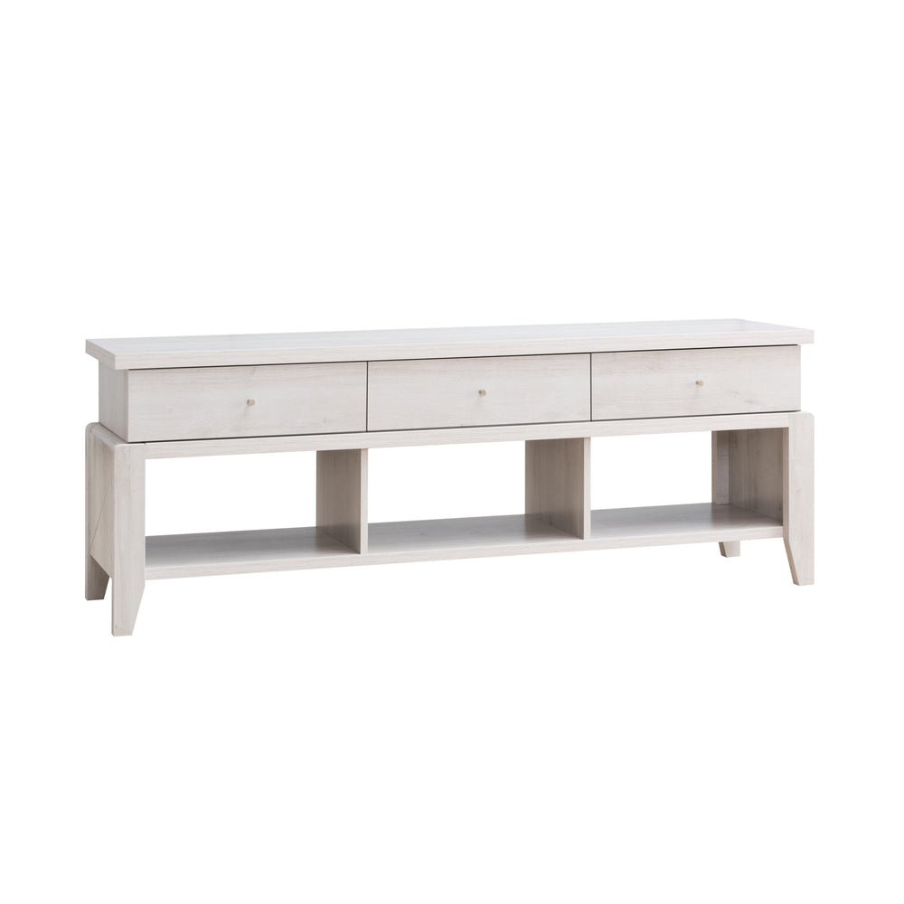 60" White Oak Manufactured Wood Cabinet Enclosed Storage TV Stand